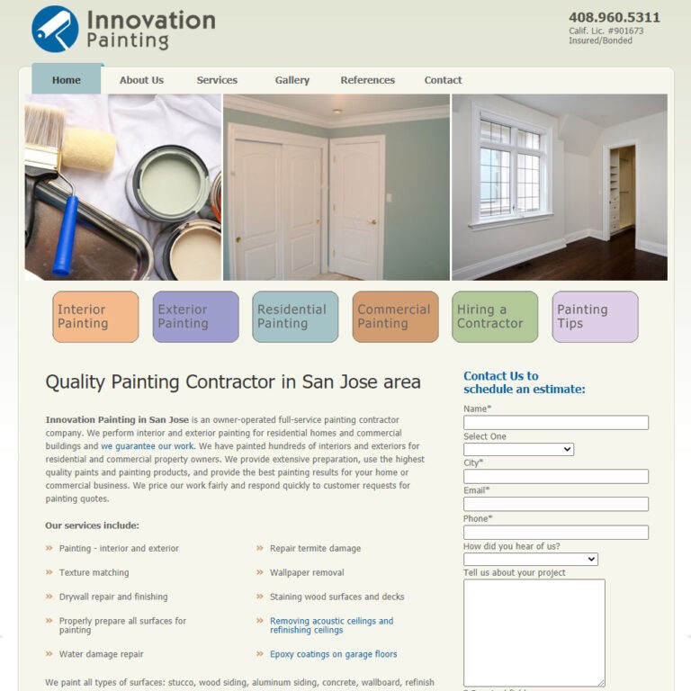 Innovation Painting website created by ATC Web Solutions