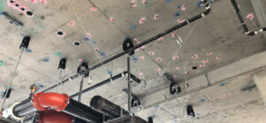 Anchors from ceiling used in seismic support for MEP