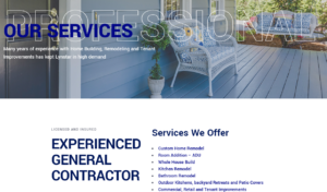 Webpage showing services offered as a General Contractor